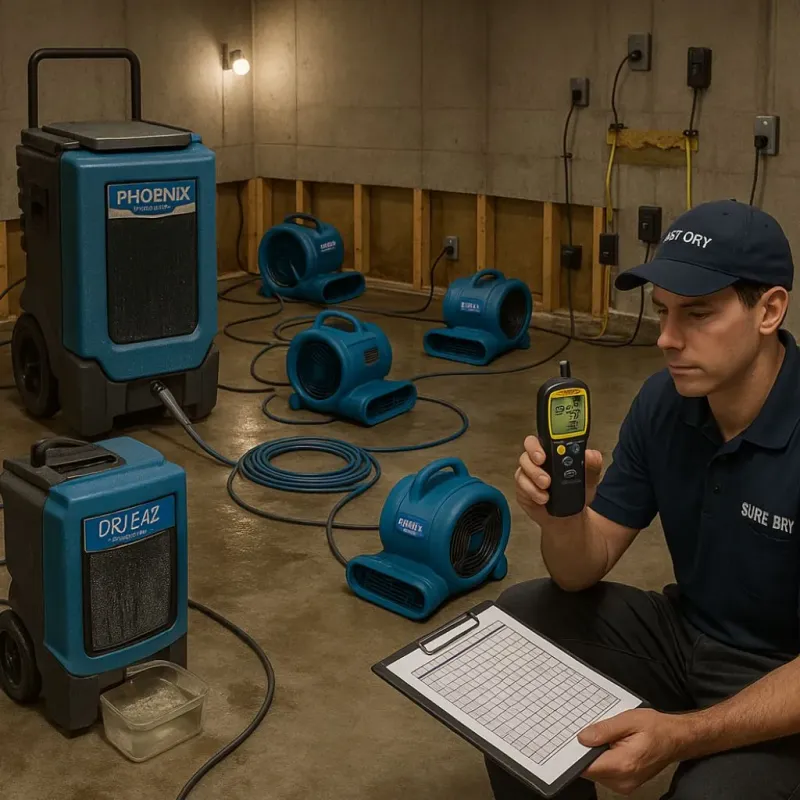 Structural Drying and Dehumidification process in Yaurel, PR